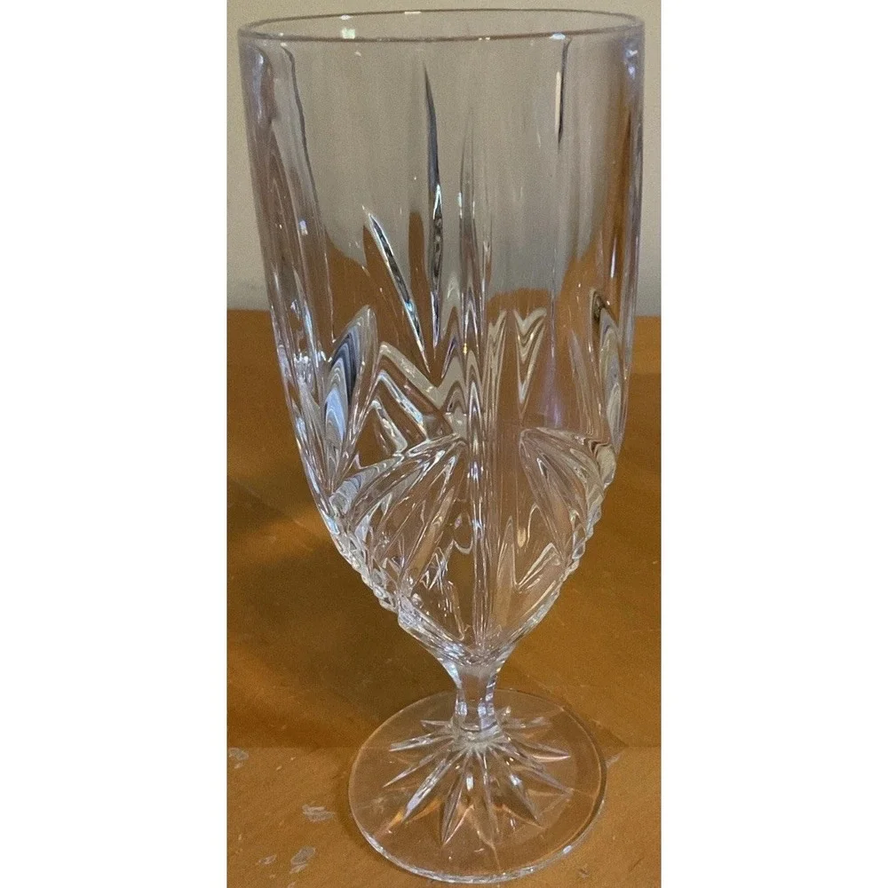 Set of 3 Godinger Milano Pattern Lead Crystal Goblets Iced‎ Tea Water Wine Glass